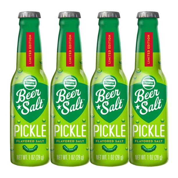 Twang Pickle Beer Salts, Pickled Flavored Beer Salts, Pack of 4 Bottles, 1.0 oz Each Bottle