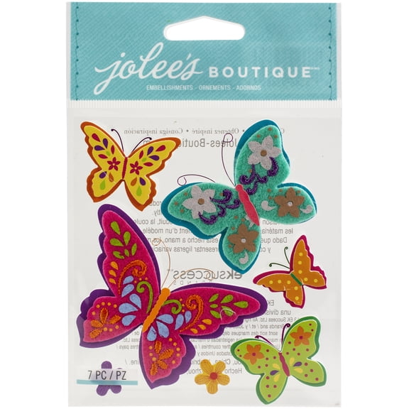 Jolee's Boutique Colorful Butterflies Stickers, 8 Piece