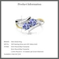 thumbnail image 5 of Gem Stone King 0.94 Ct Round Blue Tanzanite 925 Silver and 10K Yellow Gold Lab Grown Diamond Two Stone Crossover Ring (Size 9), 5 of 5