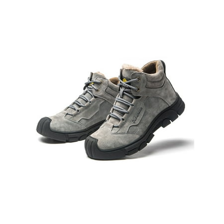 

Lacyhop Unisex Protection Boot High Top Safety Shoe Steel Toe Work Shoes Workwear Puncture-proof Warm Bootie Slip Resistant Lace Up Sneakers Gray 9.5