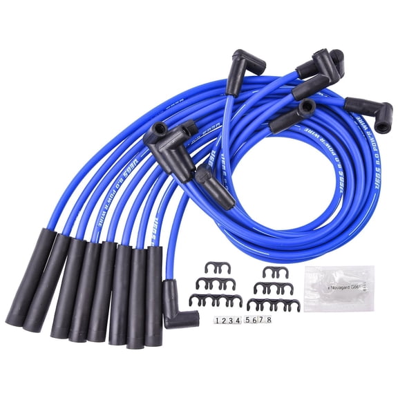 JEGS 8.0mm Blue Pow'r Wires for Small Block Ford 302 with HEI Cap