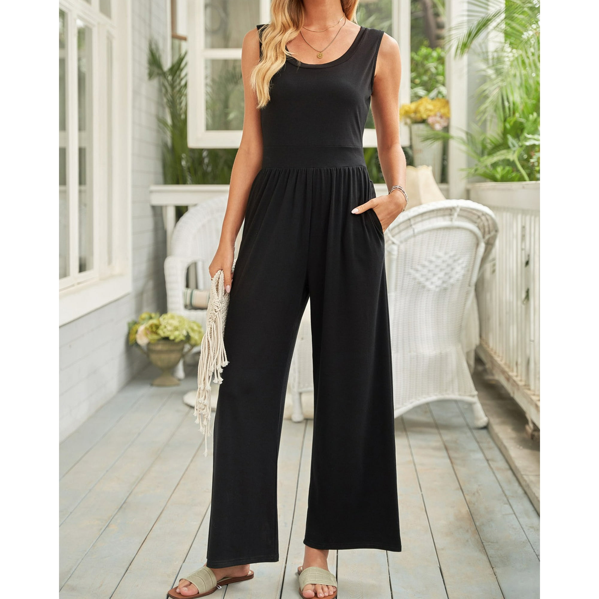 Black wide leg jumper discount
