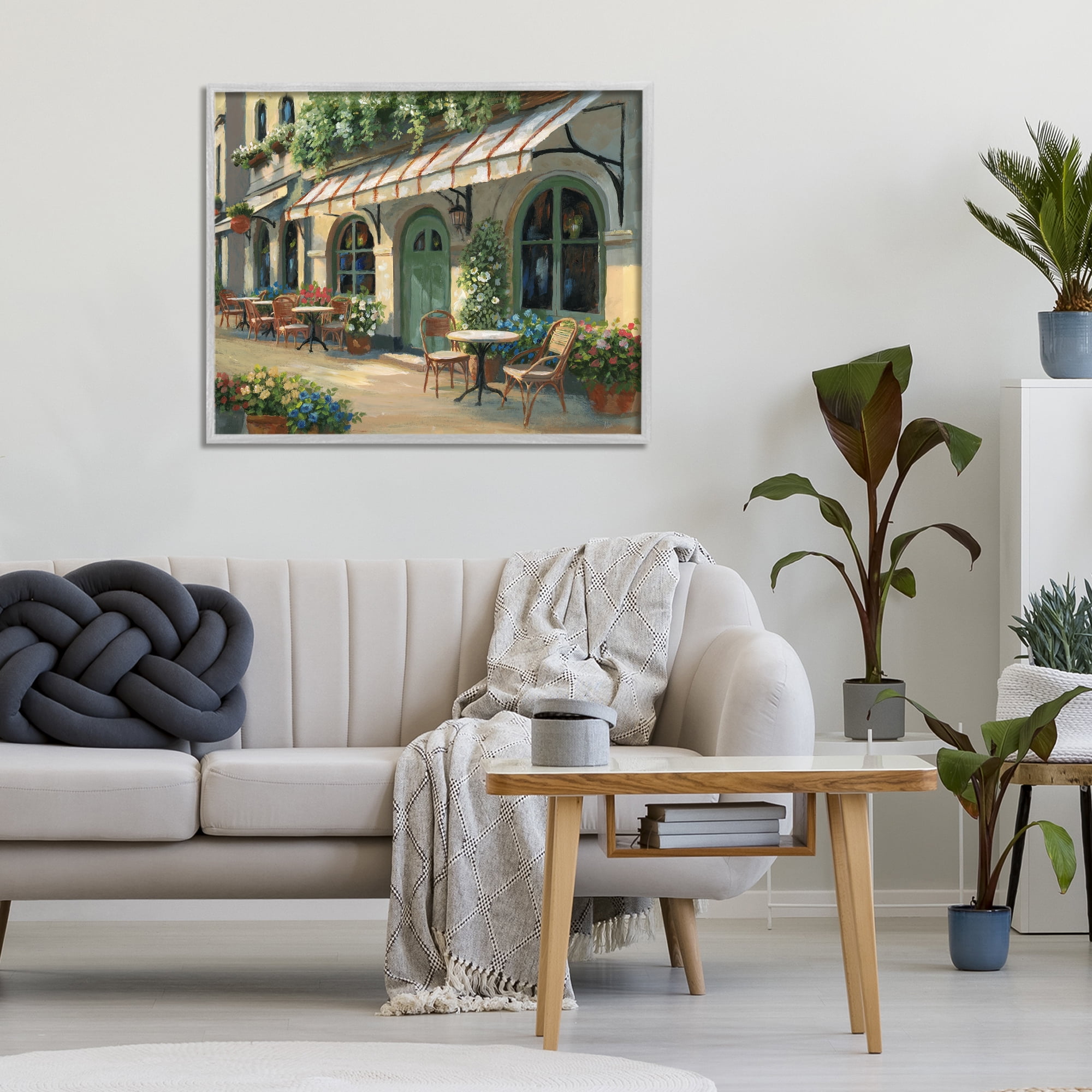 Stupell Industries Cozy Cafe Sunlit Patio Gray Framed Giclee Art, design by Nan