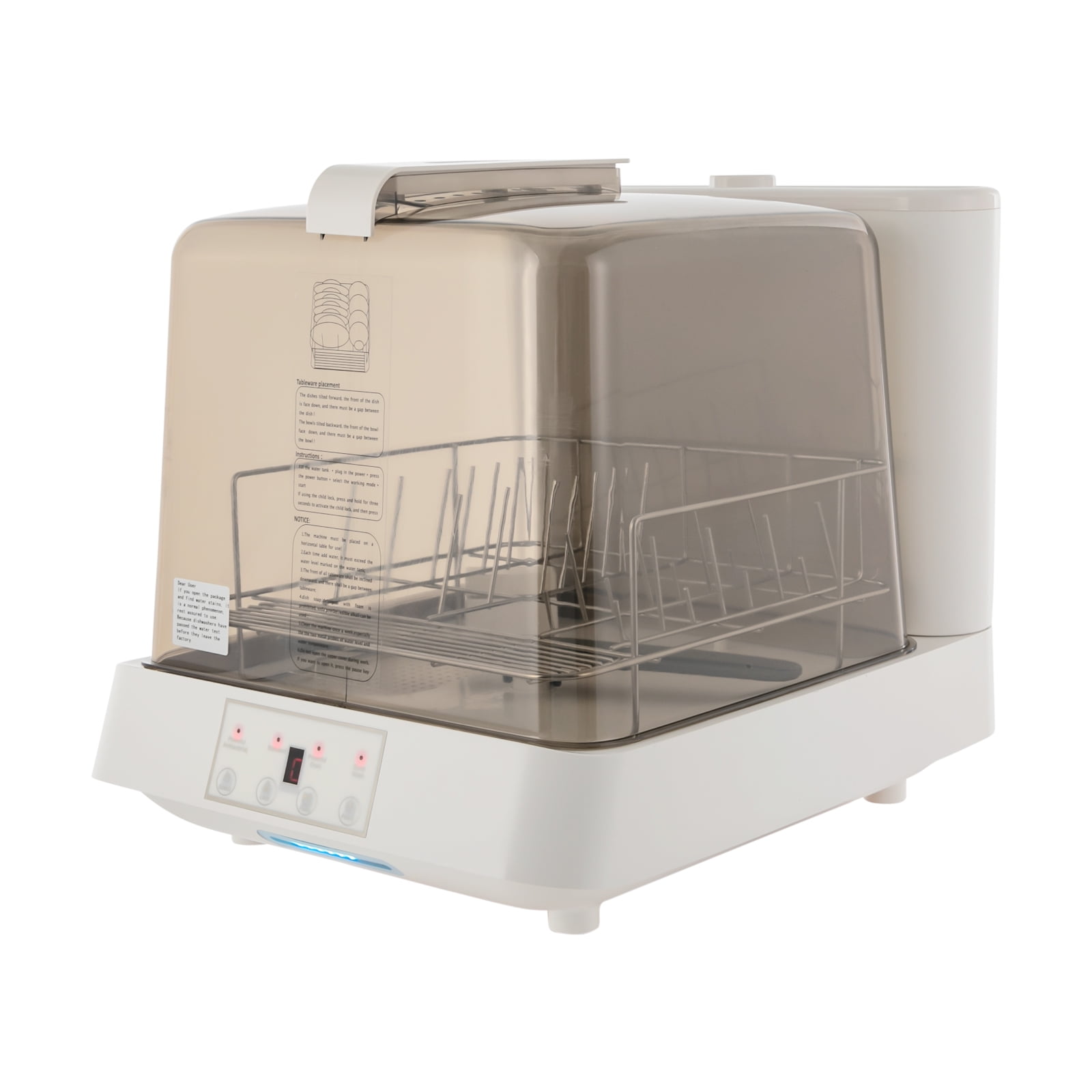 48*38*40cm Rectangle Portable Countertop Dishwasher Automatic Dishwashing with Tank Mini Dishwasher White Brown