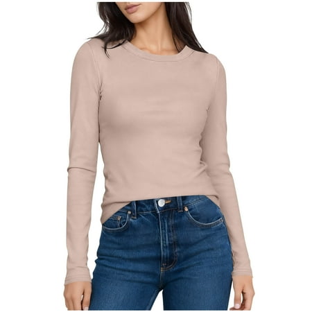 FNFYFH Thermal Underwear for Women Soft Lightweight Baselayer Shirt Premium Comfort Crew Neck Winter Undershirt Long Sleeve Top