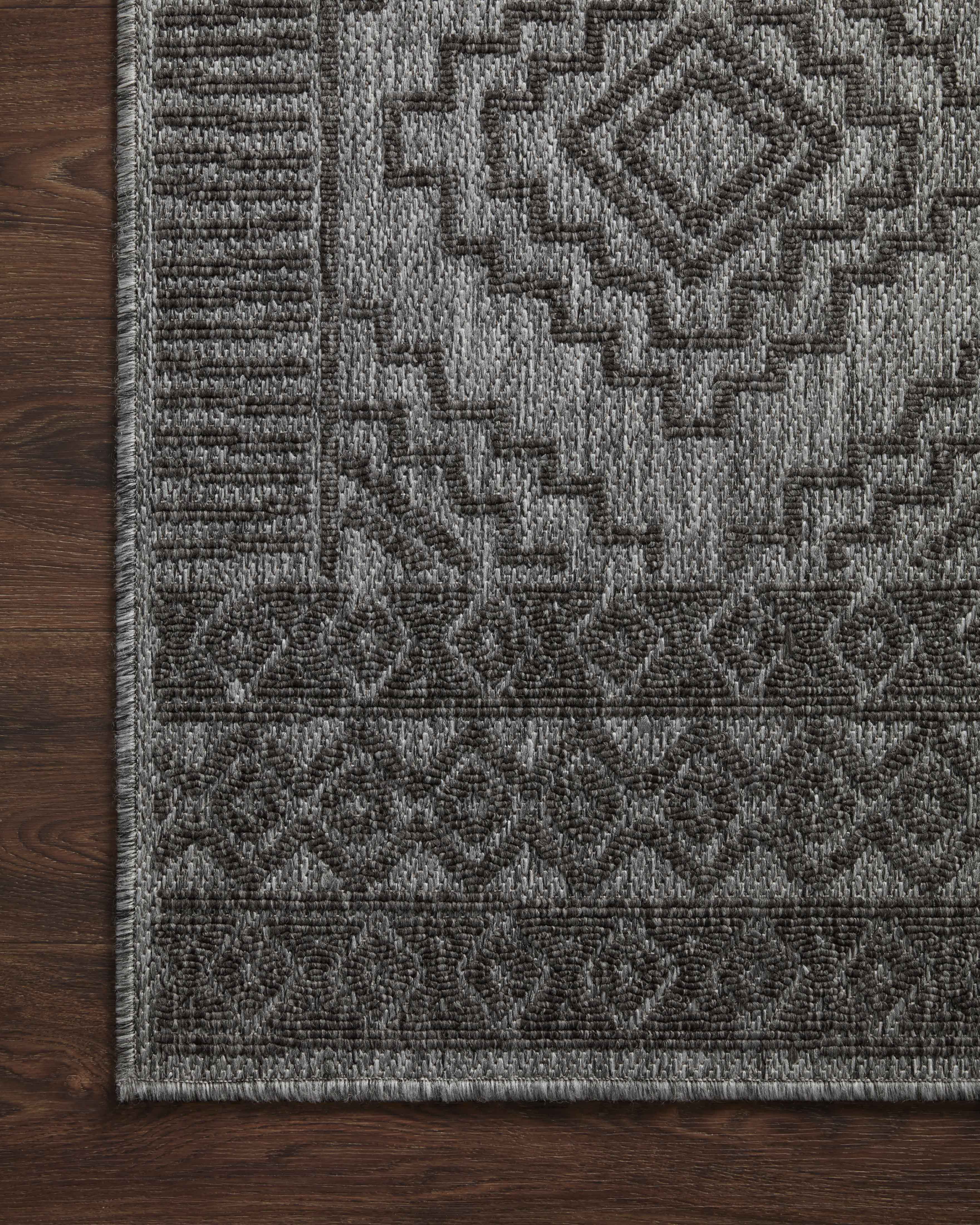 Indoor Outdoor Loloi Rainier Grey / Charcoal 7'-10" x 10'-10" Area Rug