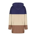 thumbnail image 5 of Women's Color Block Jacket Trendy Full Zip Loose Long Thermal Warm Fleece Hoodies Causal Long Sleeve Hooded Outfits (S, Coffee), 5 of 5