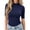 15# Dark Blue, variant on Mock Neck Tops For Women Short Sleeve Slim Basic Summer Fall Basic Tee Mock Turtleneck Tops Women Slim Fit Fashion Top Half Sleeve T-Shirt Dressy Casual Basic Business Work Summer Fall