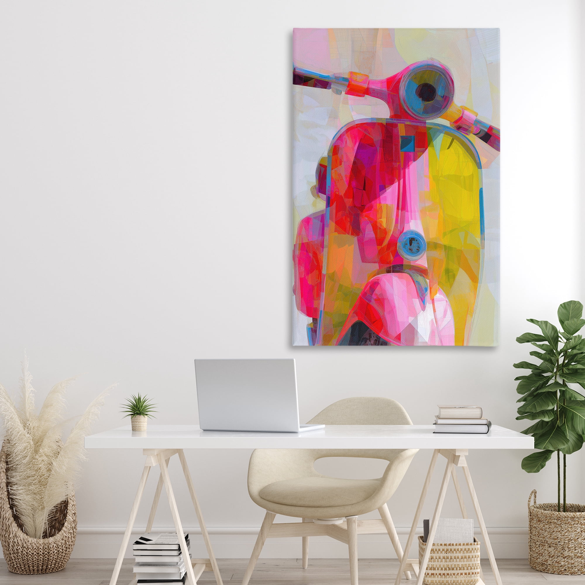 Stupell Industries Vespa in Pink & Yellow Canvas Wall Art, design by Chromatic Storm Studio