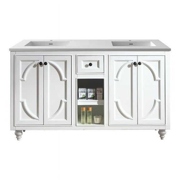 Laviva Odyssey 60" Wood Cabinet with VIVA Stone Countertop in Matte White