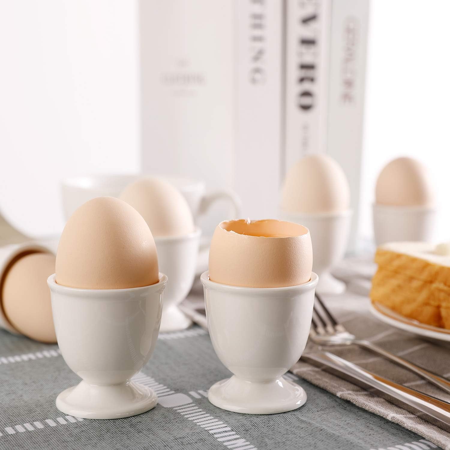 Ceramic Egg Cups Set for Soft Hard Boiled Eggs