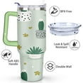thumbnail image 3 of 40oz Cactus Tumbler - BPA-Free Stainless Steel Vacuum Insulated Travel Mug with Leak-Proof Lid & Straw - Double Wall Insulation for Hot/Cold Drinks - Boho Cactus Design, 3 of 9