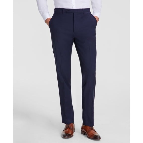 Calvin Klein Mens Slim fit Dress Pants 38 / 32 Navy Blue Solid Stretch Wool