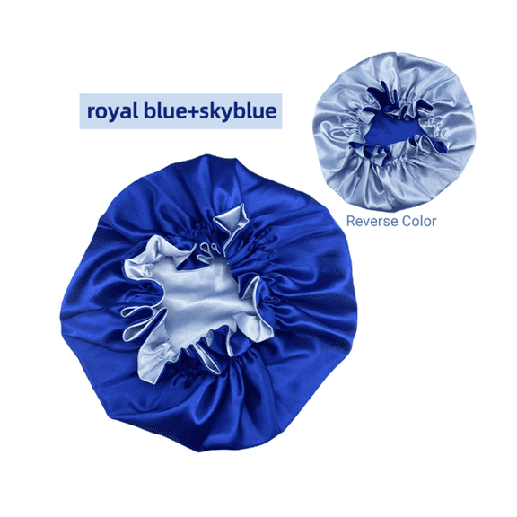 TELOLY Bonnet for Sleeping Satin Satin Bonnet Double Layer Satin Bonnet for Sleeping,Sapphire