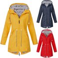thumbnail image 1 of Farfi Moda mujer invierno color sólido cordón con capucha cremallera chaqueta abrigo al aire libre azul Farfi Chaqueta, 1 of 2