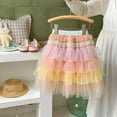 thumbnail image 6 of FINALGANG Girls Carnival Skirt Kids Pastel Gradient Tutu Skirt Multi Layer Tulle Ruffled Tiered Elastic Waist Flared Skirt For Daily Wear Party Carnival Holiday Occasions Stylish Bottoms, 6 of 6