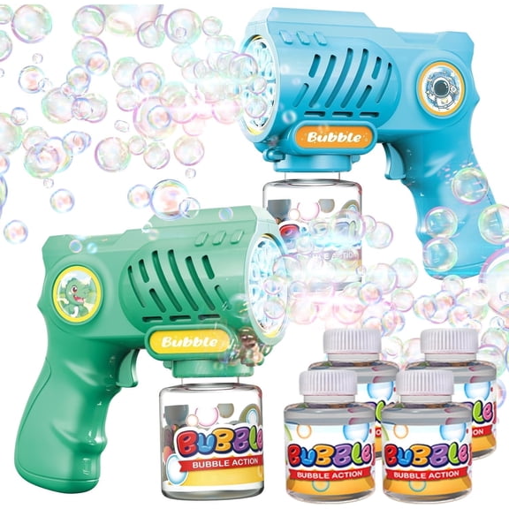 Lenbar 2 pack Bubble Gun Toys for Kids, Automatic Bubble Blaster with Solution, Outdoor Toy for Boys Girls Age 3-8