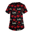 thumbnail image 4 of Dwralegc Valentines Day Scrubs for Women Lightweight Cute Top with 2 Pockets Short Sleeve Heart Pattern V Neck Nurse Uniform Stretch Wine 3XL, 4 of 5
