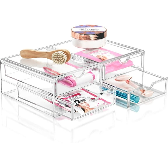 Sorbus Acrylic Makeup Organizer with 4 Compartments, Clear