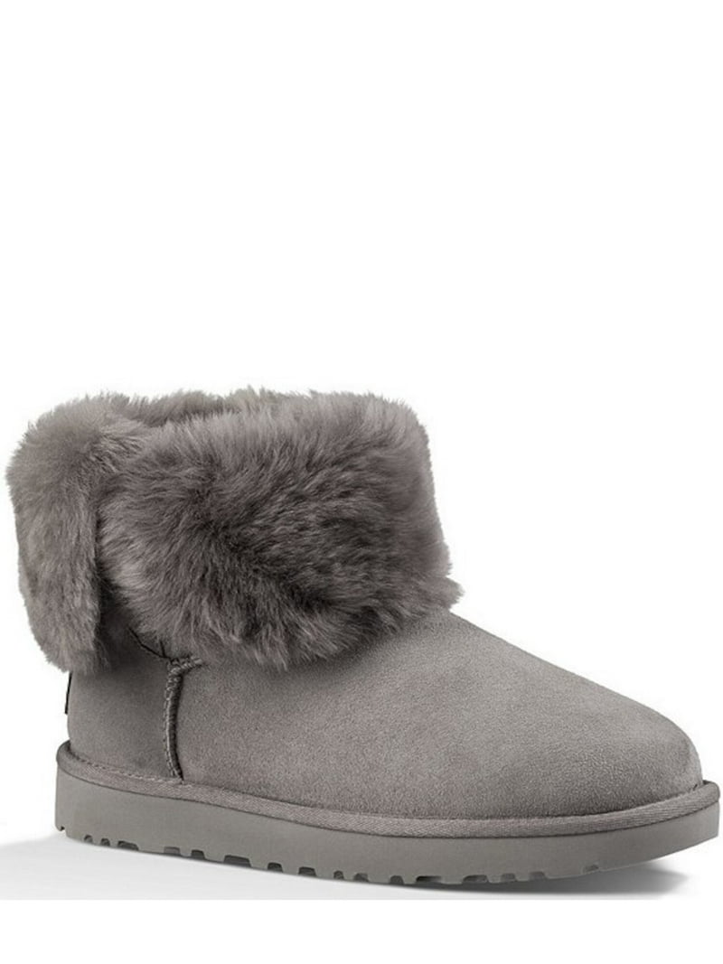UGG Womens Grey Gray Cushioned Bailey Button Ii Leather Snow