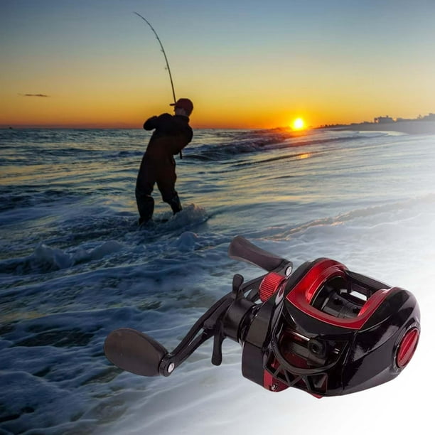 Baitcasting to 18lb 19+1BB 7.2:1 Gear Ratio Baitcaster Reels Low Profile  High Red Right Handed 
