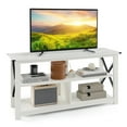 thumbnail image 2 of Gymax Modern Entertainment Center Farmhouse TV Stand for TV's up to 55''w/ Open Shelves White, 2 of 10