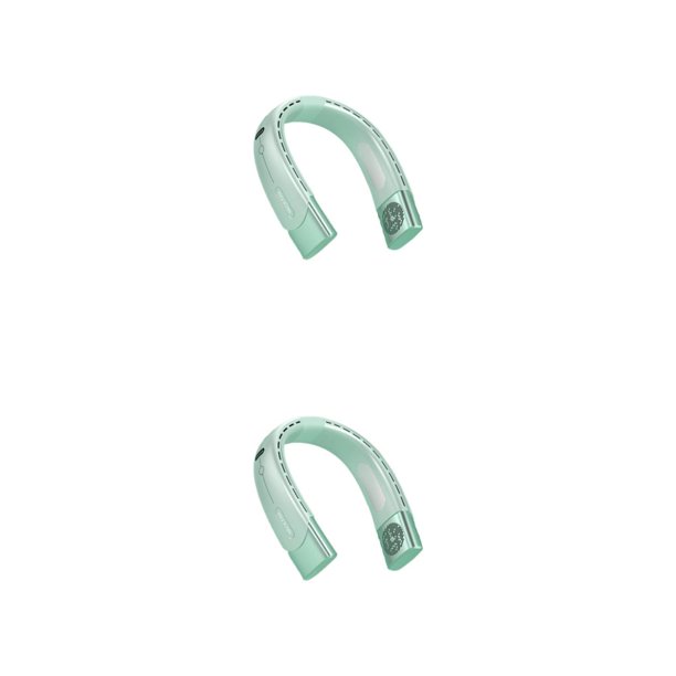 Naiovety Ventilador de cuello colgante USB portátil Mini pantalla digital Dispositivo de enfriamiento Al aire libre Interior Hogar Escuela Verde 2Conjunto