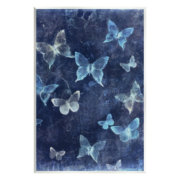 Stupell Industries Blue Abstract Butterflies Animals & Insects Painting Unframed Art Print Wall Art