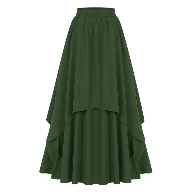 GPOECD Jupes Longues pour Femmes Jupes Style Gothique pour Femmes Vert,G