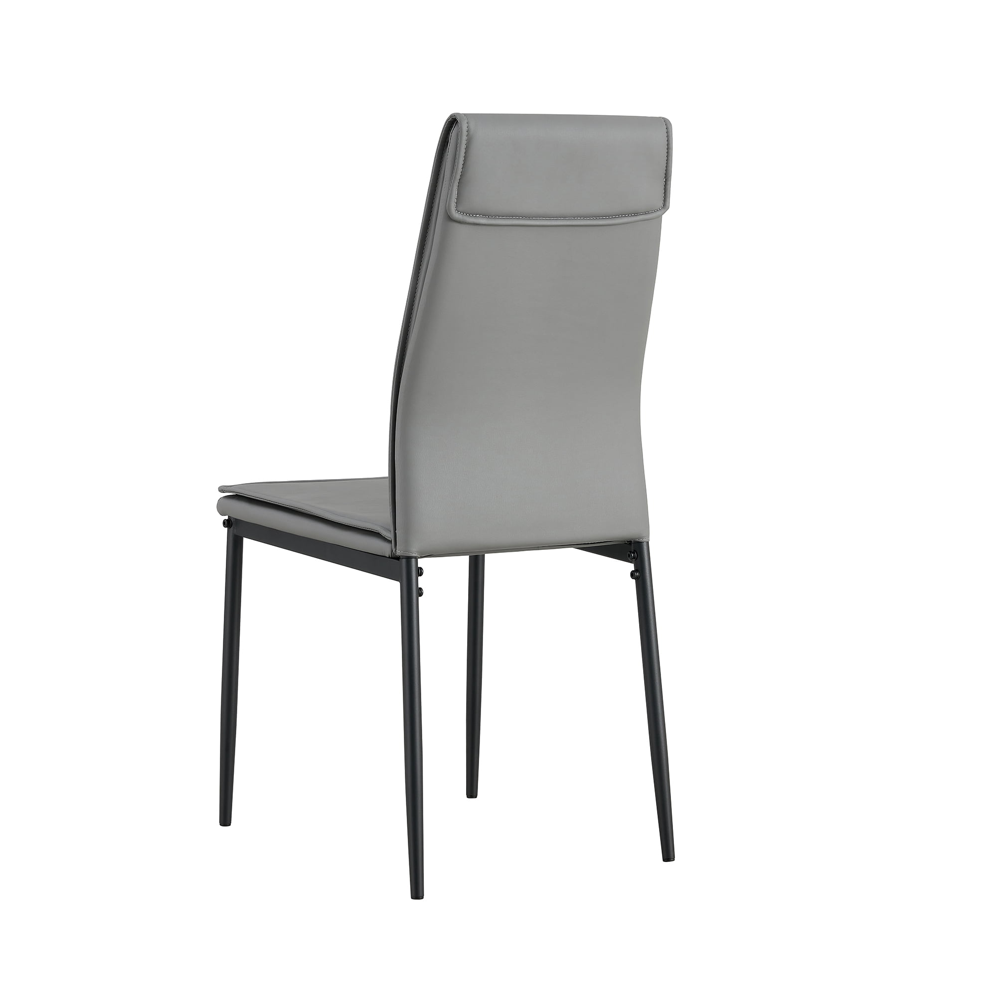 Resenkos Modern Leather Dining Chairs Set of 4 with Metal Legs, Upholstered Side Chairs for Dining Room Kitchen, Gray