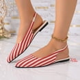 thumbnail image 4 of Purcolt Womens Stripes Canvas Slingback Flats Dressy Casual Pointed Toe Slip On Ballet Shoes Comfort Soft Sole Dress Shoes with Elastic Ankle Strap, 4 of 9