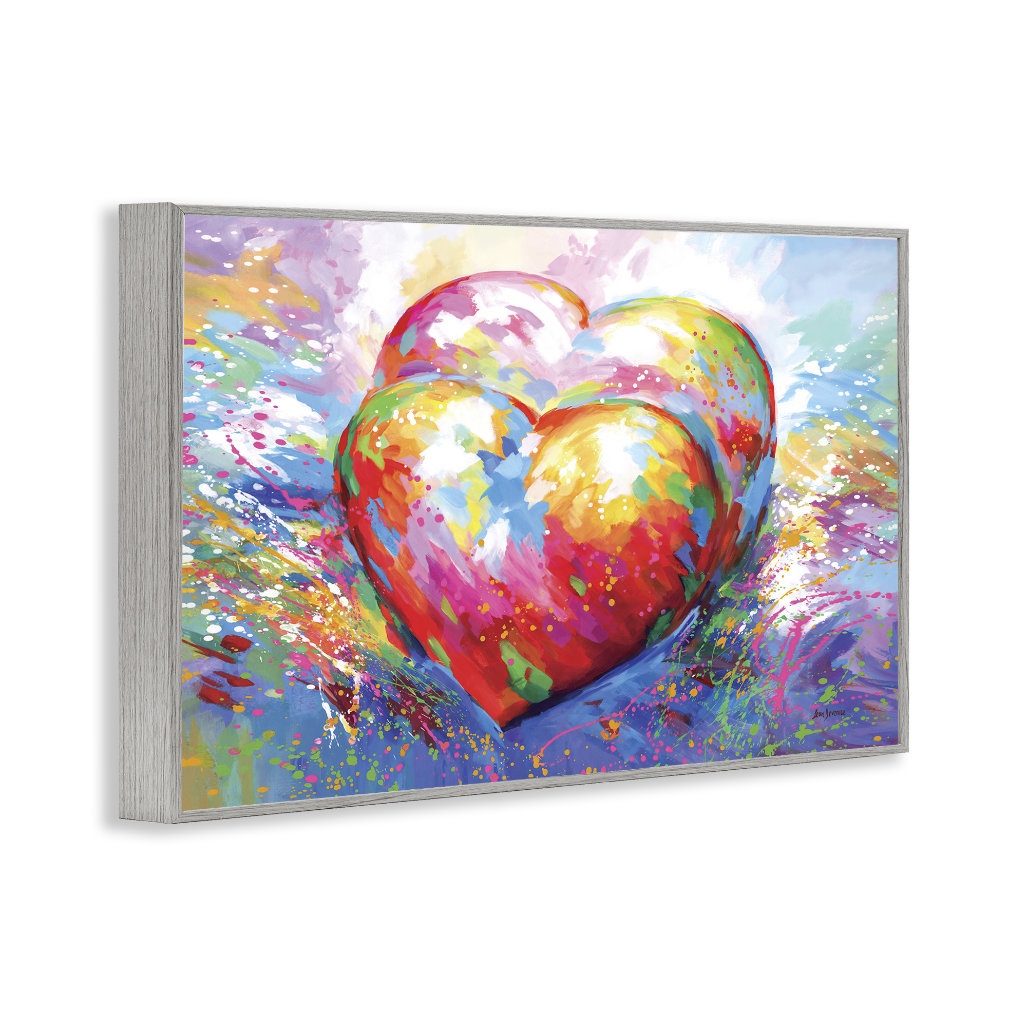 Stupell Industries Forever In My Heart Abstraction Abstract Painting Gray Framed Art Print Wall Art, 24 x 16