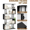 thumbnail image 3 of 5-Tier Geometric Bookcase,S Shaped Bookshelf, Wood Decorative Storage Shelving, Modern Freestanding Display Shelves, Tall Book Shelf Unit for Living Room Bedroom, Black, 3 of 14