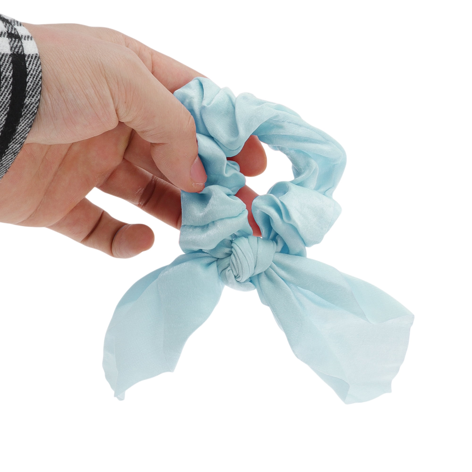 NOMADIC NOOK Solid Rabbit Ears Hair Ties 5 Pcs Blue Yellow Gray Wine Red Apricot Pink