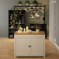 thumbnail image 2 of Kojooin 42" Storage Island - Durable Kitchen Cart with Solid Wood, 30mm Thick Countertop, and 3-Tier Shelving, 2 of 5