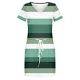 thumbnail image 4 of ReTeiv Summer Dresses for Women 2024,Women's Summer Casual Fashion Printed Drawstring V Neck Short Sleeve Dress, 4 of 5
