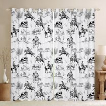 Homewish Rustic Southwest Cowboys Curtains Pack of 2 (42x84 Each),Country Farmhouse Lodge Curtains Blackout,White Gray Bedroom Curtains For Boys,Super Cozy Room Decor