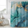 thumbnail image 4 of Teal Marble Bathroom Shower Curtains with 12 Hooks Polyester Waterproof Shower Curtain for Stalls and Bathtubs Impressionist Ink Painted Abstract Decorative Bathroom Privacy Curtain 54x78 Inches, 4 of 8