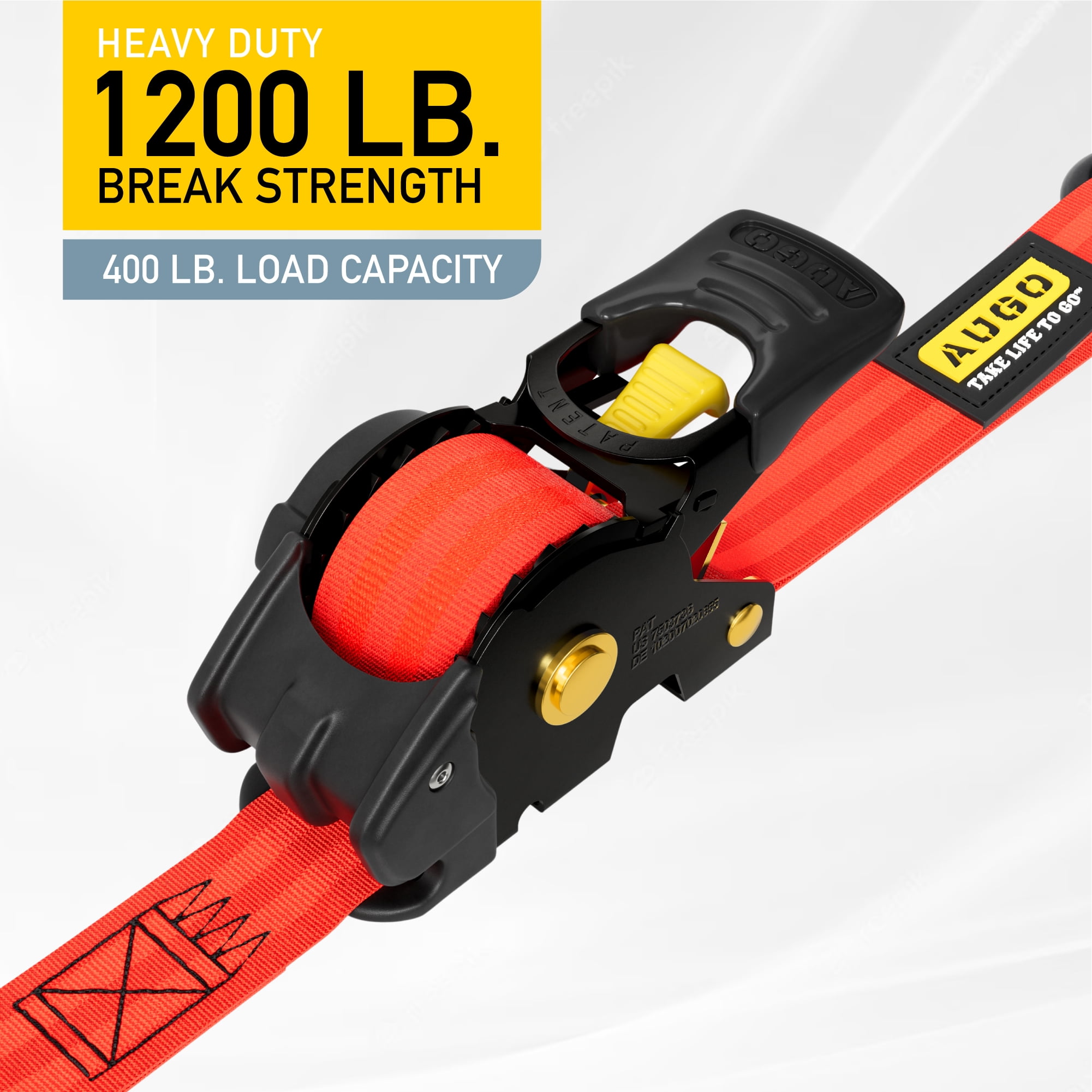 AUGO Retractable Ratchet Straps | 2 Heavy Duty Ratchet Straps Self Retractable Tie Down Straps with Soft Loops & Storage Bag for Motorcycle, Truck, Trailer, Cargo Van |1200 Lb Break Strength 1” x 10’