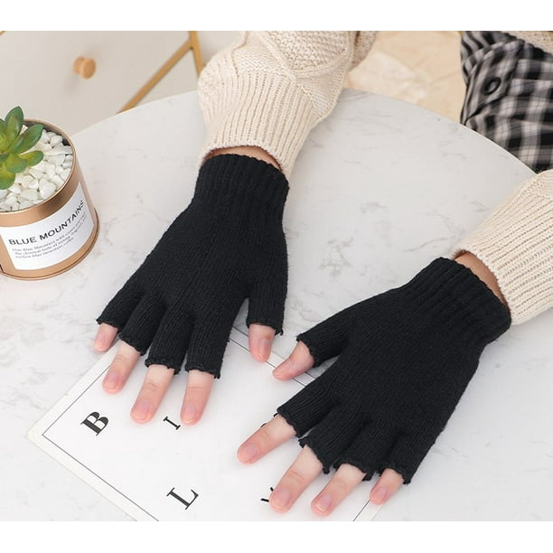 JUNRUI Guantes Sin Dedos Medio Dedo Invierno Cálido Guantes De