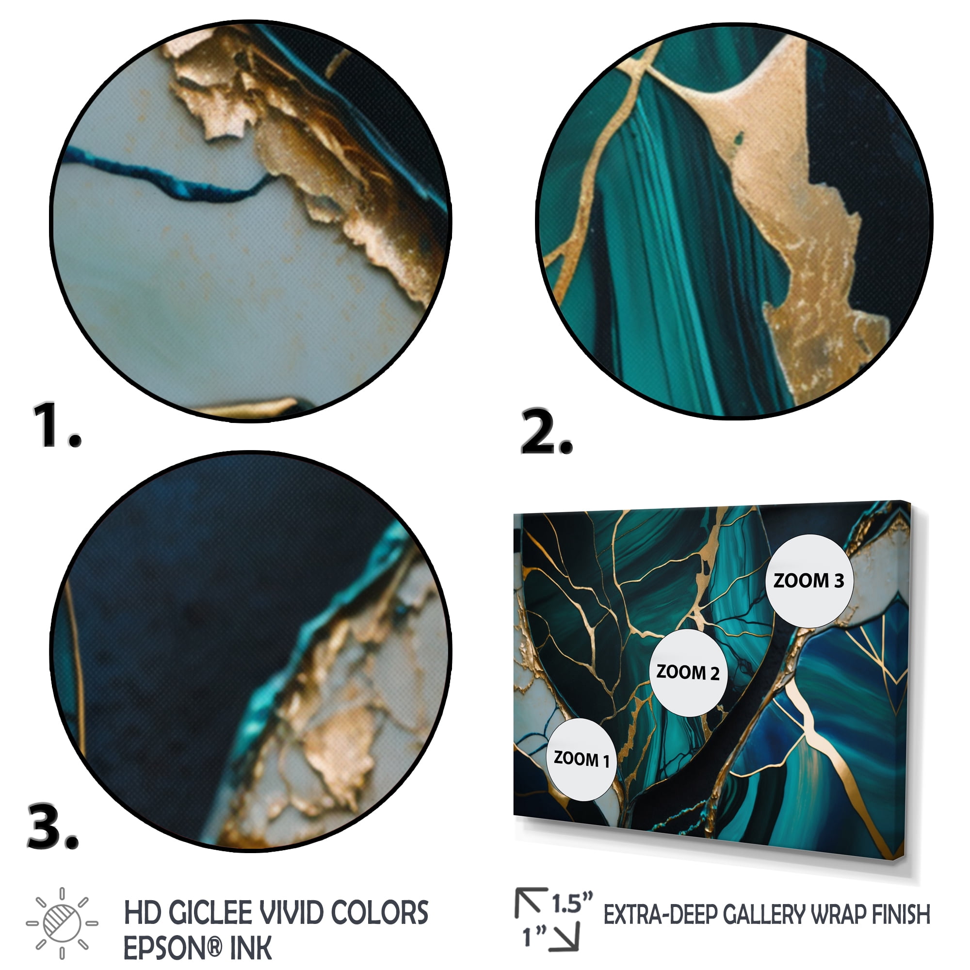 Designart Abstract Geode Green I Canvas Wall Art