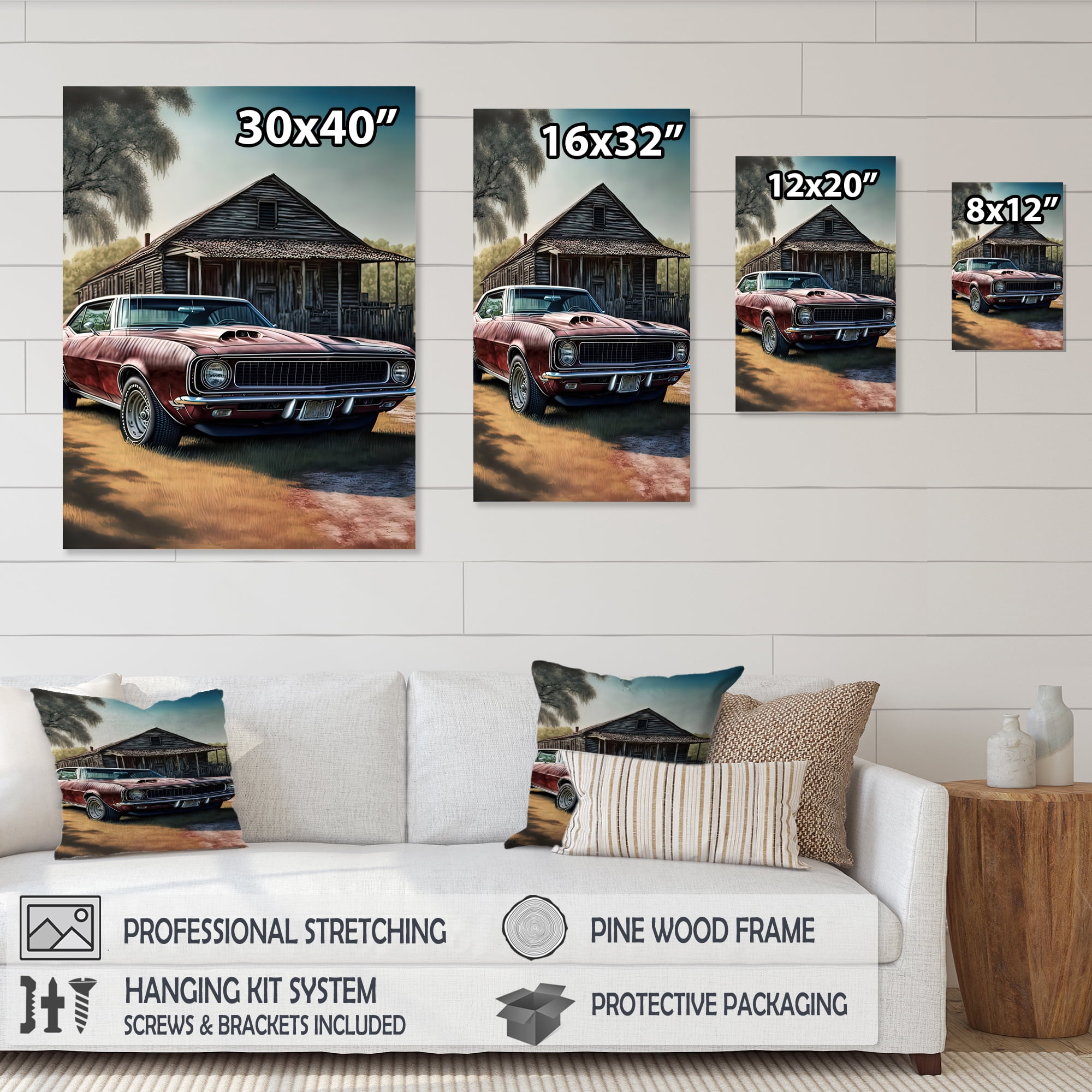 Designart Camero In Barn I Canvas Wall Art