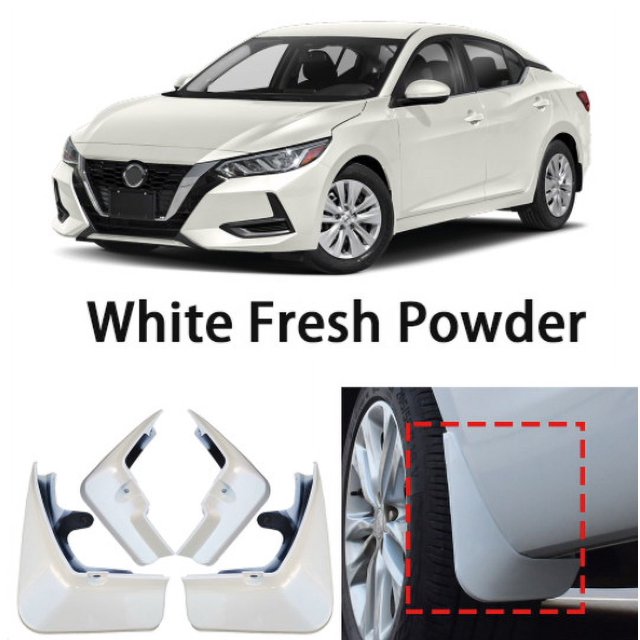 for Nissan Sentra 2020 - 2024 ABS White Fresh Powder Fender Splash Saftguard 4P-