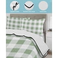 thumbnail image 4 of Sage Green Checkered Summer Quilt Set Twin Size, Soft Microfiber Quilted Bedding Set with 2 Pillow Shams, Green White Buffalo Plaid Lightweight All Season Bedspread Coverlet for Bedroom 68"x86", 4 of 6
