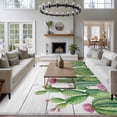 thumbnail image 3 of Green Cactus Tropical Area Rugs 8'x10', Washable Small Throw Rugs for Living Room Patio, Grey Wooden Summer Indoor Outdoor Rug Non-Slip Low Pile Carpet Runner Reversible Floor Mats, 3 of 8