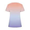 thumbnail image 4 of Raeneomay Split Hem Shirt and Oversized T Shirts Women's Short Sleeved Gradient Printed Neck Button Open Hem T-Shirt Top, 4 of 4