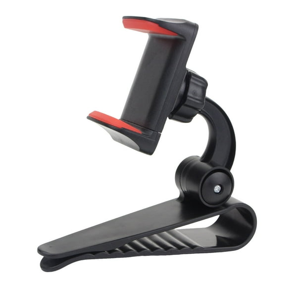 Soporte ajustable para teléfono en el parasol del coche - Material ABS, rotación de 360° - Soporte universal para navegación, transmisión en directo y uso en vehículos