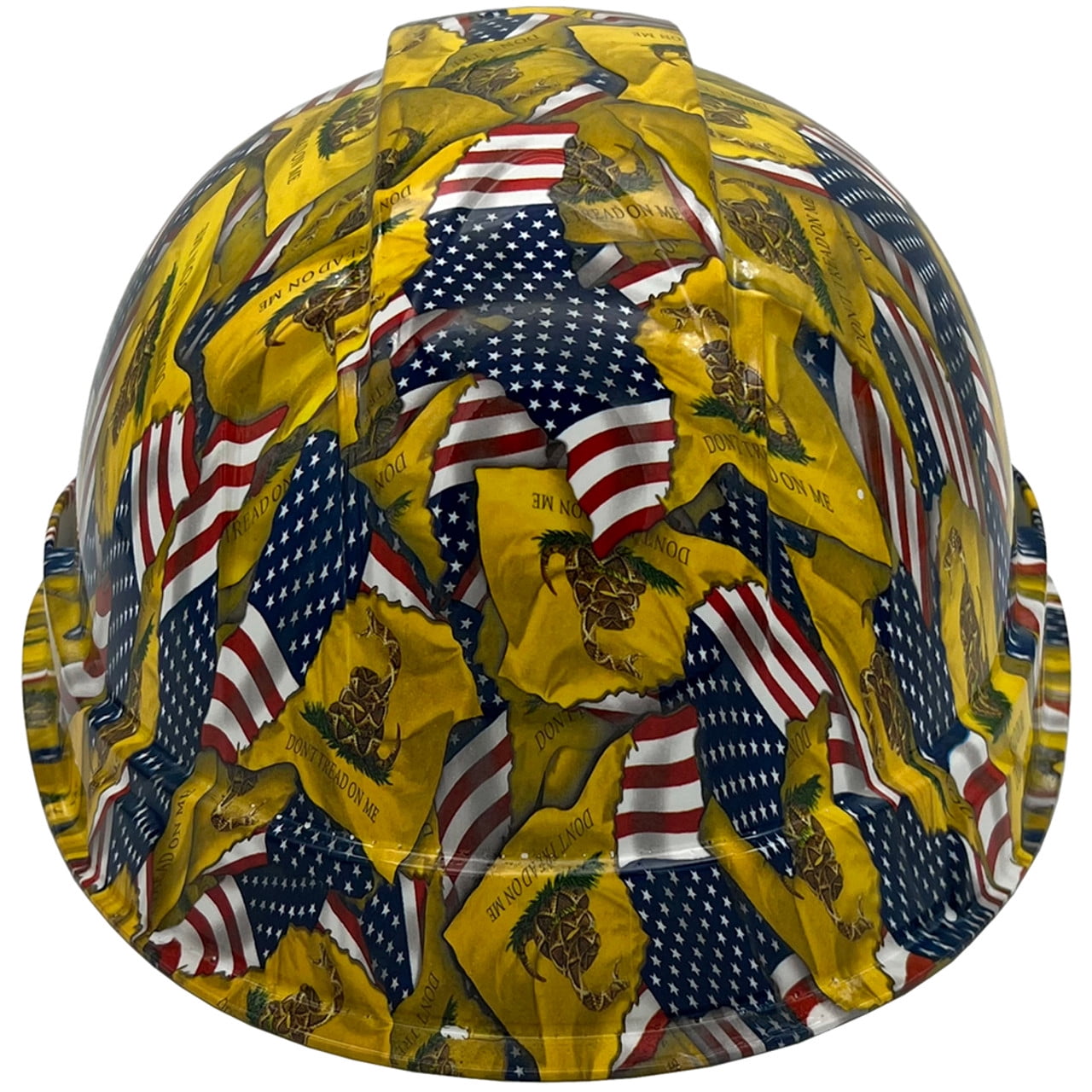 Don't Tread on Me USA FLAG Design Hydro Dipped Hard Hats Cap Style with 4 Point Suspension