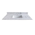 thumbnail image 5 of 43‘’x22" bathroom stone vanity top engineered stone carrara white marble color with rectangle undermount ceramic sink and faucet hole with back splash, 5 of 8