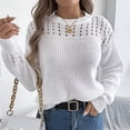 thumbnail image 2 of FYDUU Womens Sweaters Pullover Tops 2025 Casual Solid Color Hollow Out Long Sleeve Knit Sweater Crewneck Tops Fashion Women's Wear Commuting Sweaters, 2 of 6